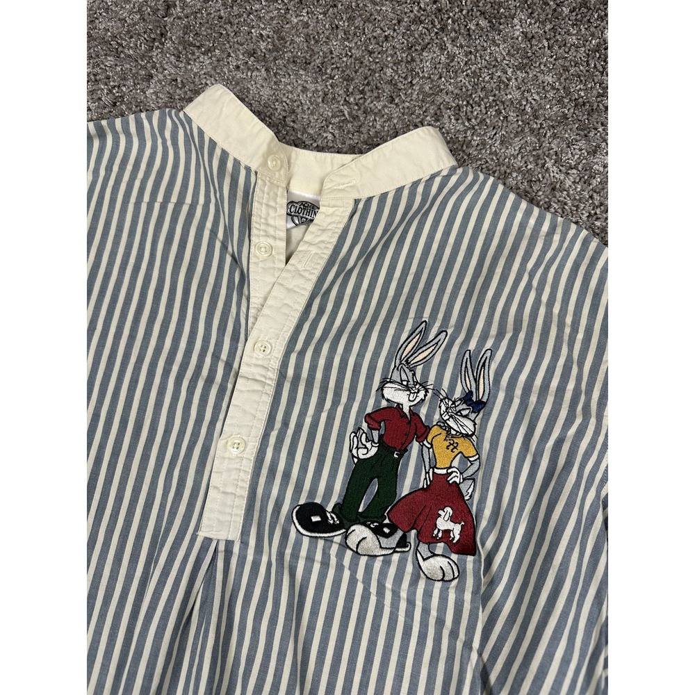 Vintage Looney Tunes Shirt Mens Large Stripe Bugs Bunny‎ Acme Cartoon 90s